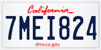 CA license plate 7MEI824