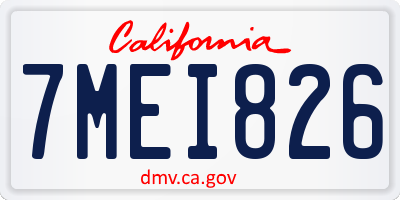 CA license plate 7MEI826