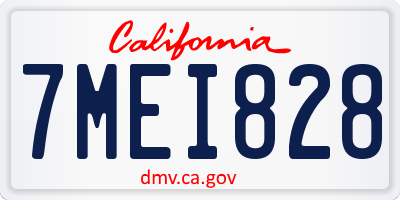 CA license plate 7MEI828
