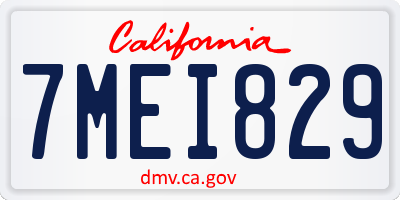 CA license plate 7MEI829