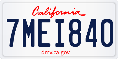 CA license plate 7MEI840