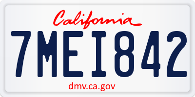 CA license plate 7MEI842