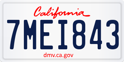 CA license plate 7MEI843