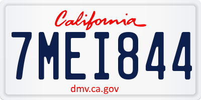 CA license plate 7MEI844