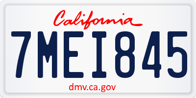 CA license plate 7MEI845