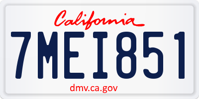 CA license plate 7MEI851