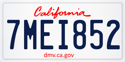CA license plate 7MEI852
