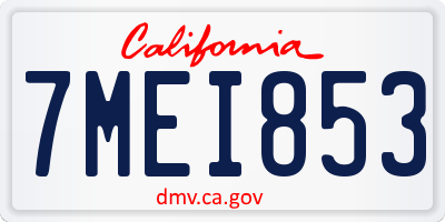 CA license plate 7MEI853