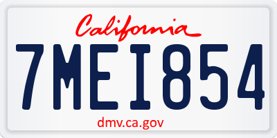 CA license plate 7MEI854
