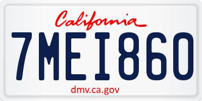 CA license plate 7MEI860