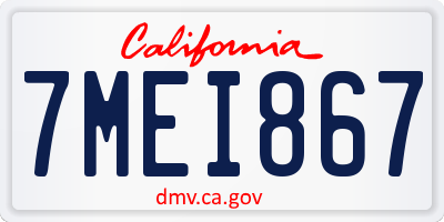 CA license plate 7MEI867