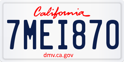 CA license plate 7MEI870
