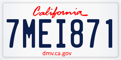 CA license plate 7MEI871