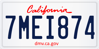 CA license plate 7MEI874
