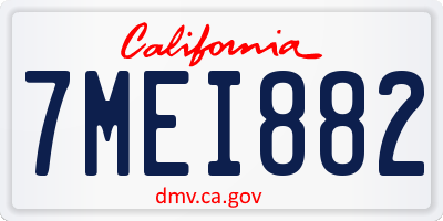 CA license plate 7MEI882