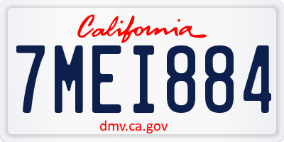 CA license plate 7MEI884
