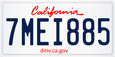 CA license plate 7MEI885