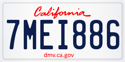 CA license plate 7MEI886