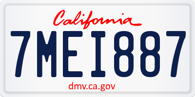CA license plate 7MEI887