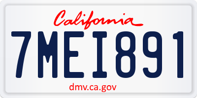 CA license plate 7MEI891