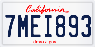 CA license plate 7MEI893