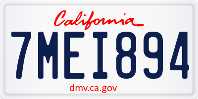 CA license plate 7MEI894
