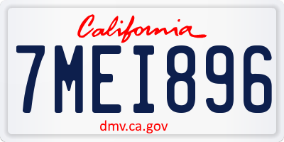 CA license plate 7MEI896
