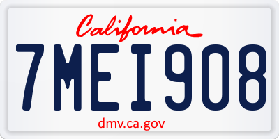 CA license plate 7MEI908