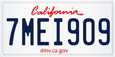 CA license plate 7MEI909