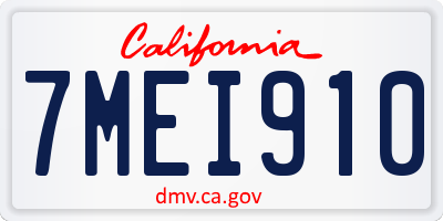 CA license plate 7MEI910