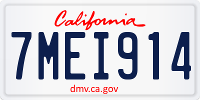 CA license plate 7MEI914