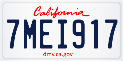 CA license plate 7MEI917