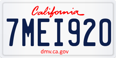 CA license plate 7MEI920