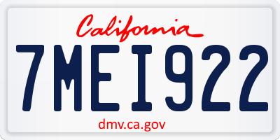 CA license plate 7MEI922