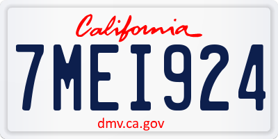 CA license plate 7MEI924