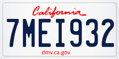 CA license plate 7MEI932