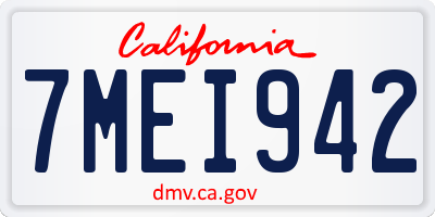 CA license plate 7MEI942