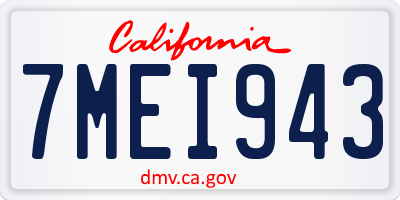 CA license plate 7MEI943