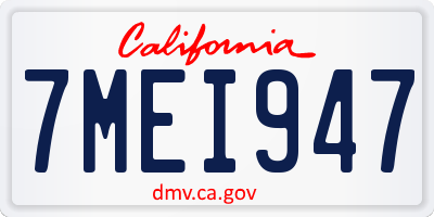 CA license plate 7MEI947