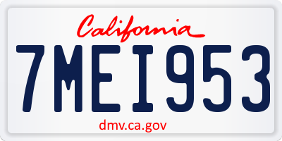 CA license plate 7MEI953