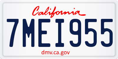 CA license plate 7MEI955