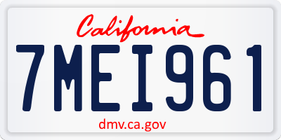 CA license plate 7MEI961