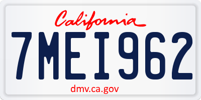 CA license plate 7MEI962