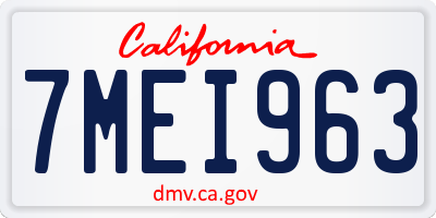 CA license plate 7MEI963