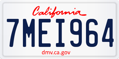 CA license plate 7MEI964