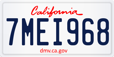 CA license plate 7MEI968