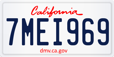 CA license plate 7MEI969