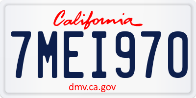 CA license plate 7MEI970
