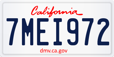 CA license plate 7MEI972
