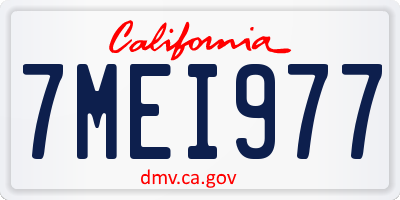 CA license plate 7MEI977